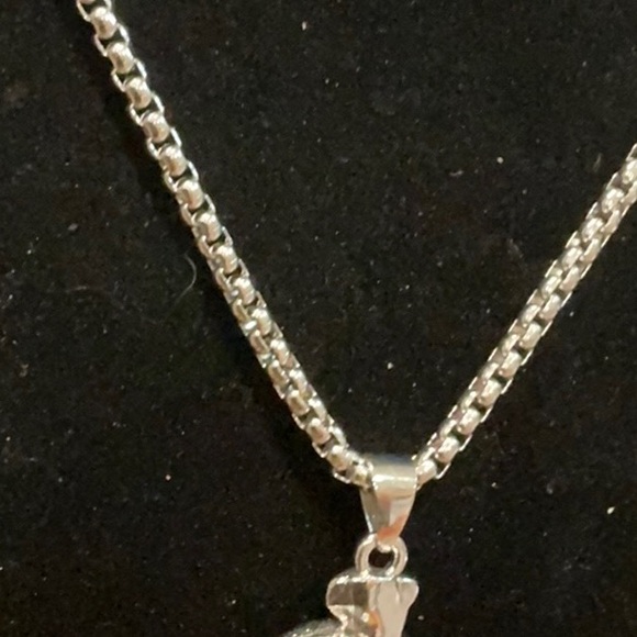 Silver Rose Cross Pendant Necklace - Picture 4 of 5